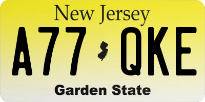 NJ license plate A77QKE