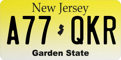 NJ license plate A77QKR