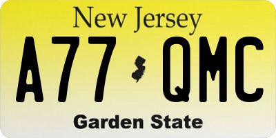 NJ license plate A77QMC