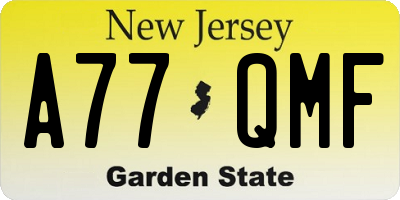 NJ license plate A77QMF