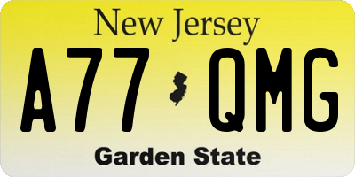 NJ license plate A77QMG
