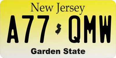 NJ license plate A77QMW
