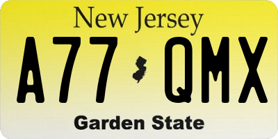 NJ license plate A77QMX