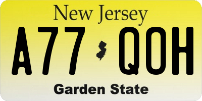 NJ license plate A77QOH