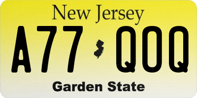NJ license plate A77QOQ