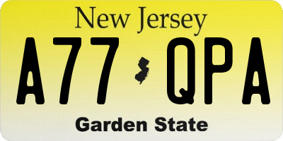 NJ license plate A77QPA