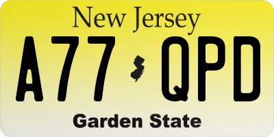NJ license plate A77QPD