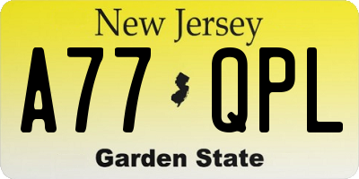 NJ license plate A77QPL