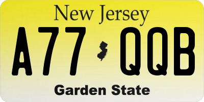 NJ license plate A77QQB