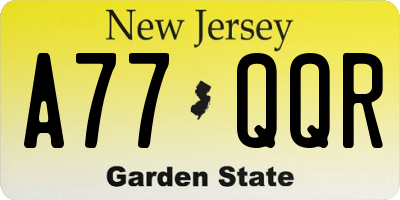 NJ license plate A77QQR