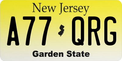 NJ license plate A77QRG