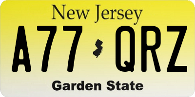 NJ license plate A77QRZ