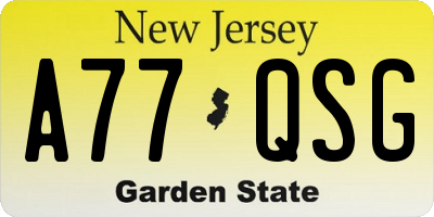 NJ license plate A77QSG