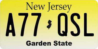 NJ license plate A77QSL