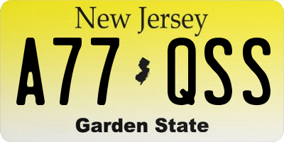 NJ license plate A77QSS