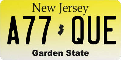 NJ license plate A77QUE