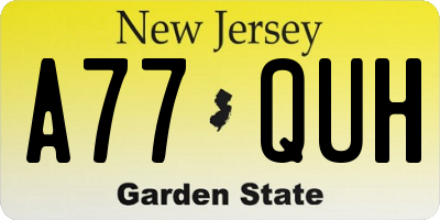 NJ license plate A77QUH