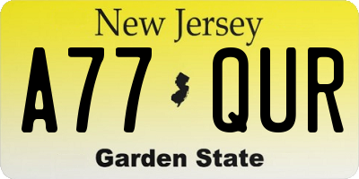 NJ license plate A77QUR