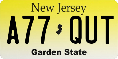 NJ license plate A77QUT