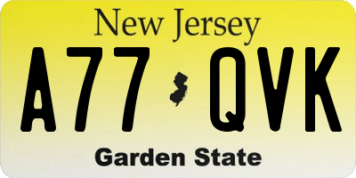 NJ license plate A77QVK
