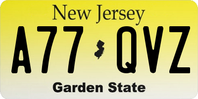 NJ license plate A77QVZ