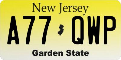 NJ license plate A77QWP