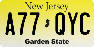 NJ license plate A77QYC
