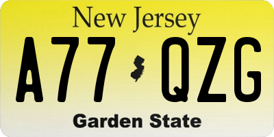 NJ license plate A77QZG