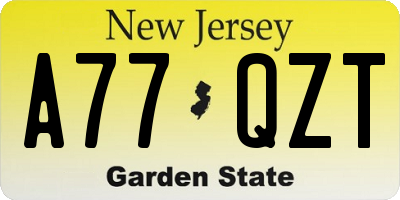 NJ license plate A77QZT