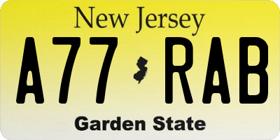 NJ license plate A77RAB