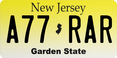 NJ license plate A77RAR