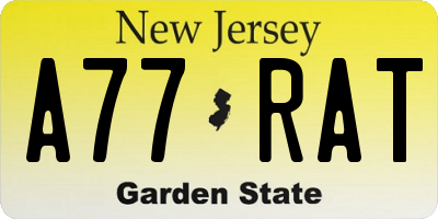 NJ license plate A77RAT