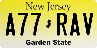 NJ license plate A77RAV