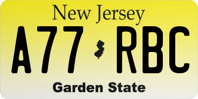 NJ license plate A77RBC