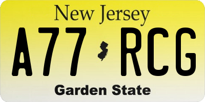 NJ license plate A77RCG