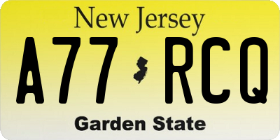NJ license plate A77RCQ