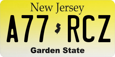 NJ license plate A77RCZ