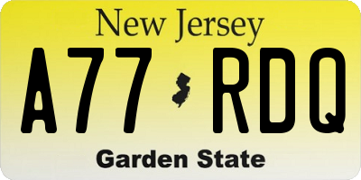 NJ license plate A77RDQ
