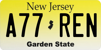 NJ license plate A77REN