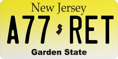 NJ license plate A77RET