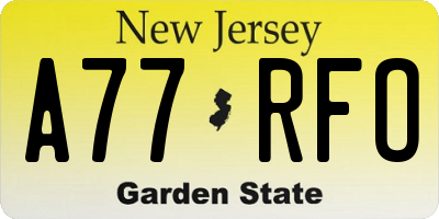 NJ license plate A77RFO