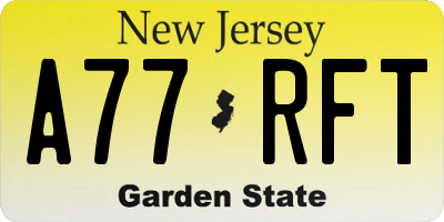 NJ license plate A77RFT