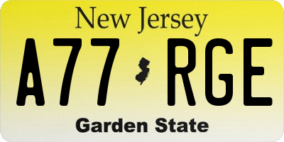 NJ license plate A77RGE