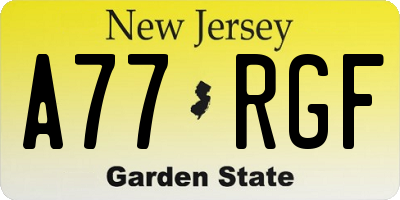 NJ license plate A77RGF