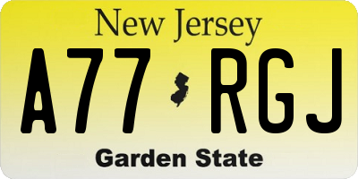 NJ license plate A77RGJ