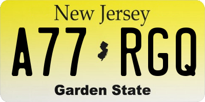 NJ license plate A77RGQ