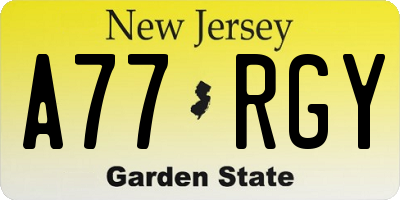 NJ license plate A77RGY