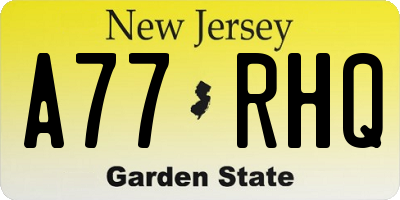 NJ license plate A77RHQ
