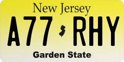 NJ license plate A77RHY
