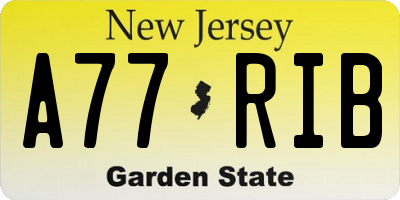 NJ license plate A77RIB